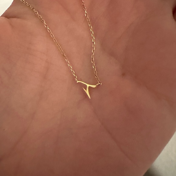 “by charlotte” 14k Solid Gold “T” Necklace - Picture 4 of 6
